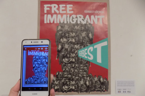 Изложба "Дали и ти си мигрант ?" на Дарко Талески в КИЦ на РСМ в София (фотография)